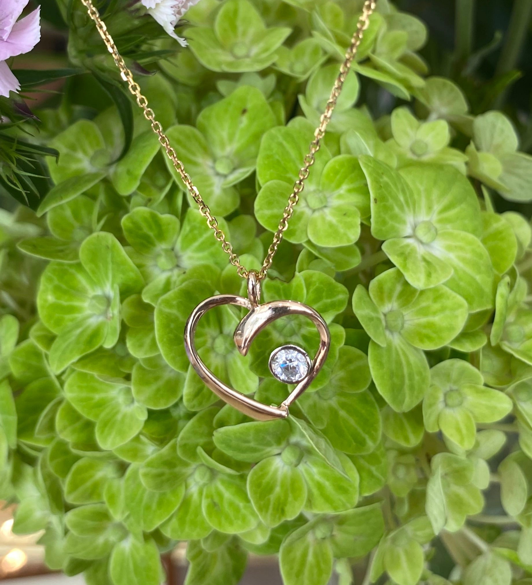 Vintage Open Heart Diamond Inset Necklace