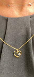 Vintage Open Heart Diamond Inset Necklace