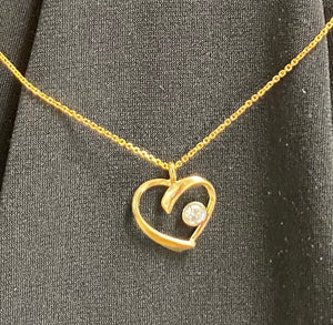 Vintage Open Heart Diamond Inset Necklace