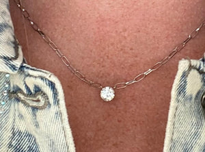 Vintage White Gold Diamond Solitaire Necklace