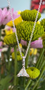 Vintage White Gold Trillion Diamond Pendant Necklace