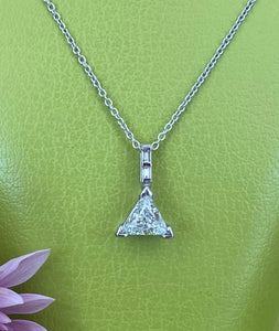 Vintage White Gold Trillion Diamond Pendant Necklace