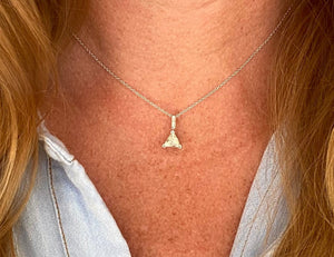 Vintage White Gold Trillion Diamond Pendant Necklace