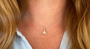 Vintage White Gold Trillion Diamond Pendant Necklace