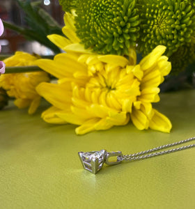Vintage White Gold Trillion Diamond Pendant Necklace