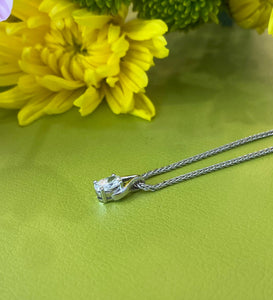 Vintage White Gold Oval Diamond Pendant Necklace