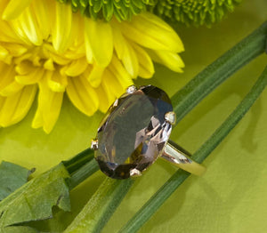 Vintage 14K Yellow Gold Smoky Quartz Statement Ring