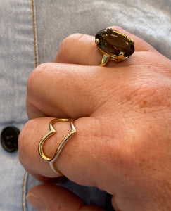 Vintage 14K Yellow Gold Smoky Quartz Statement Ring