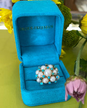 Load image into Gallery viewer, Vintage Pearl and Turquoise Yellow Gold Ring
