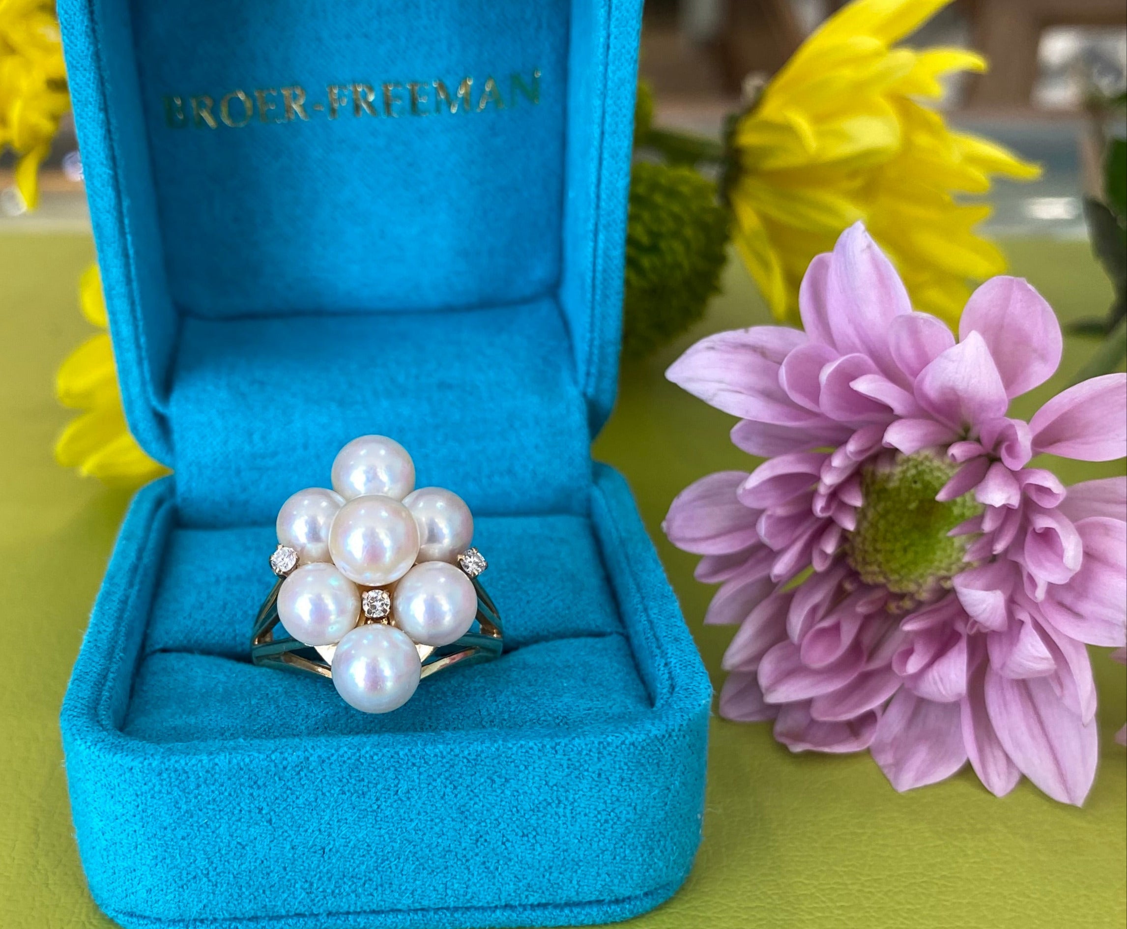 Vintage Pearl and Diamond Cluster Ring