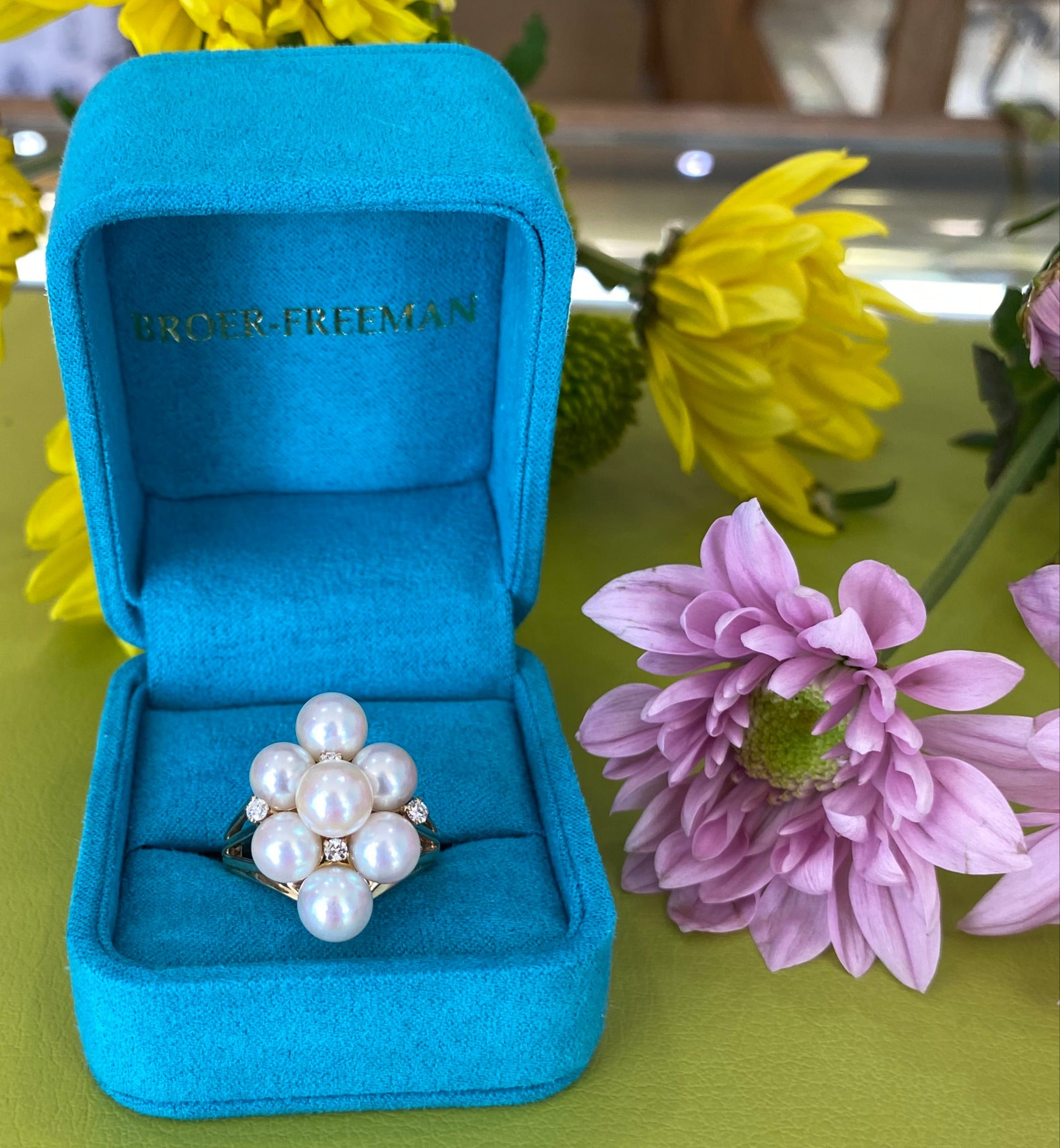 Vintage Pearl and Diamond Cluster Ring