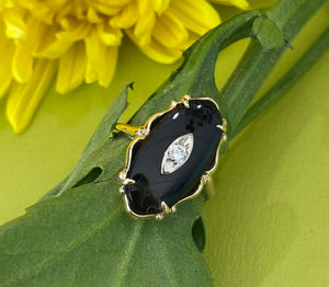 Vintage Onyx and Diamond Ring