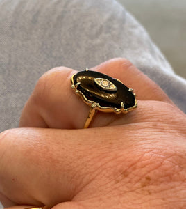 Vintage Onyx and Diamond Ring