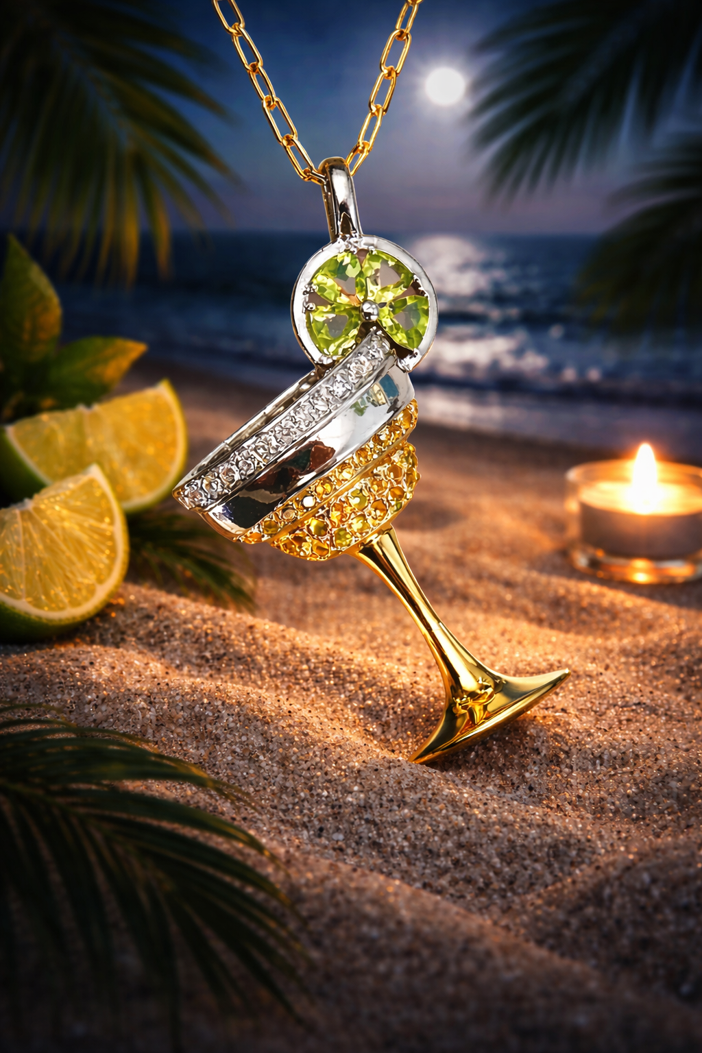 Salty & Sparkly Margarita Necklace - One of a Kind
