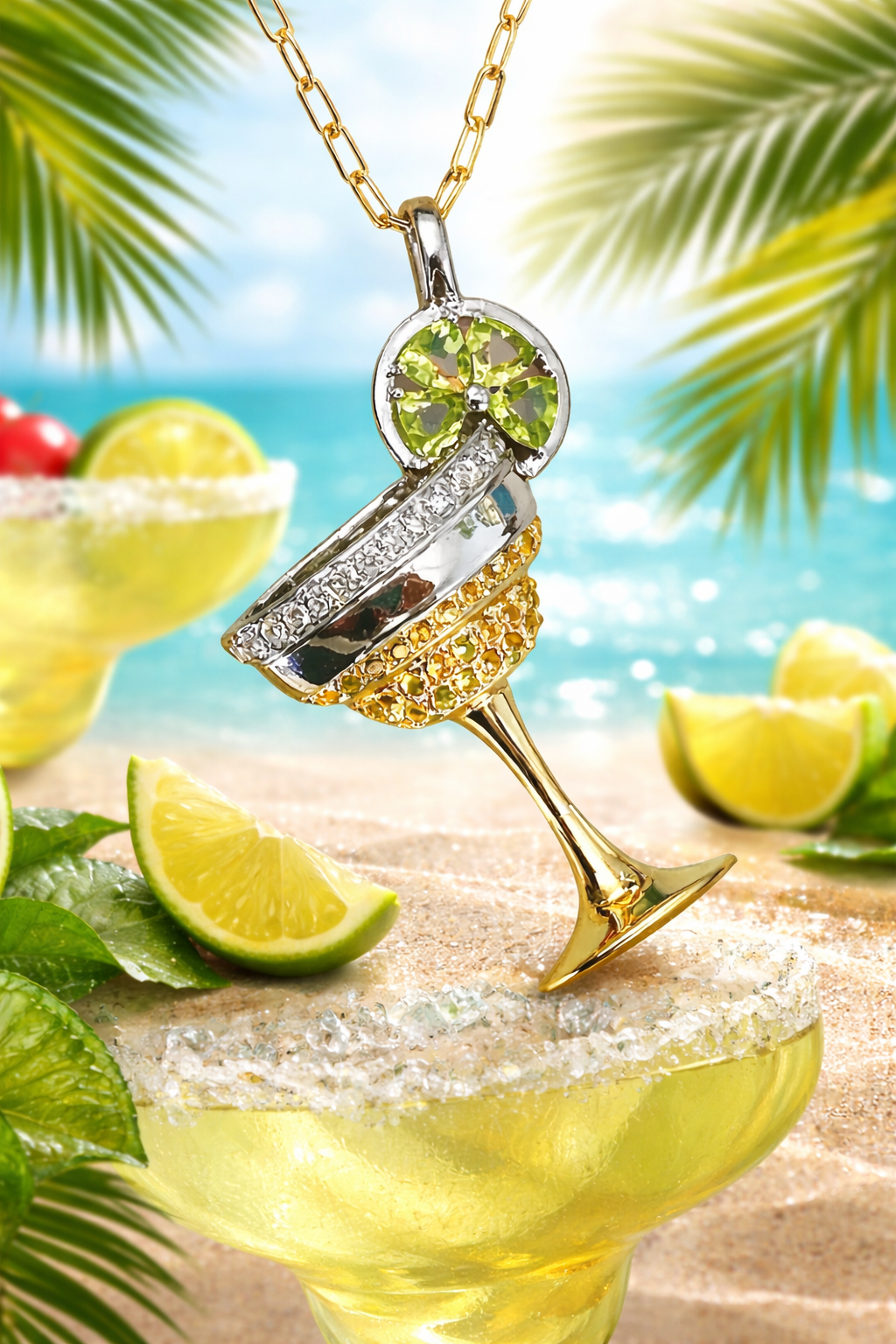 Salty & Sparkly Margarita Necklace - One of a Kind
