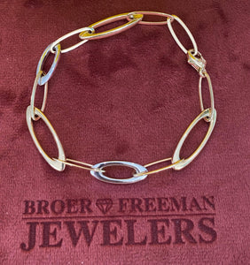14K Two Tone Oval Link Bracelet