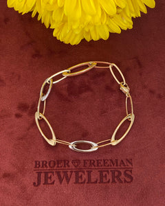 14K Two Tone Oval Link Bracelet