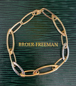 14K Two Tone Oval Link Bracelet