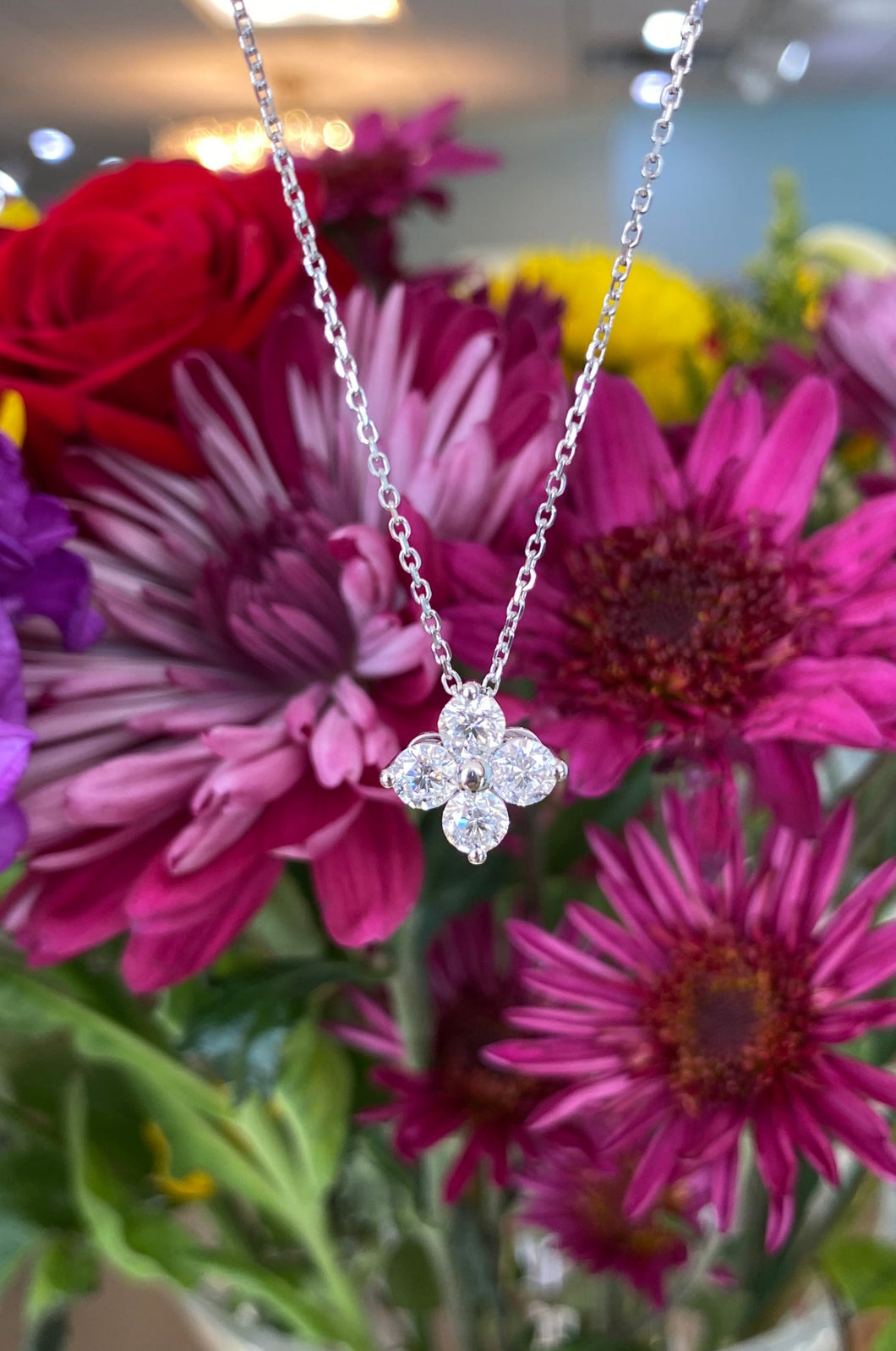 Diamond Quatrefoil Pendant Necklace