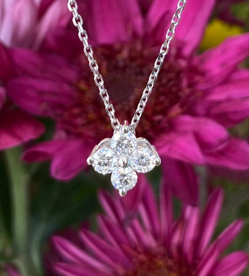 Petite Diamond Quatrefoil Pendant Necklace
