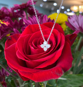 Petite Diamond Quatrefoil Pendant Necklace