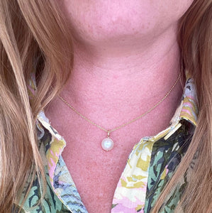 Yellow Gold Pearl Drop Pendant Necklace