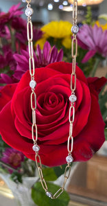 Two Tone Gold Paperclip Diamonds By The Yard Necklace