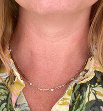 Load image into Gallery viewer, Two Tone Gold Paperclip Diamonds By The Yard Necklace
