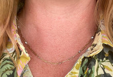 Load image into Gallery viewer, Two Tone Gold Paperclip Diamonds By The Yard Necklace
