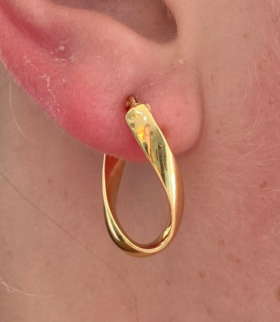 Yellow Gold Twisted Oval Hoops