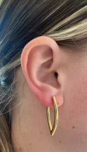 Yellow Gold "V" Hoop Style Earrings