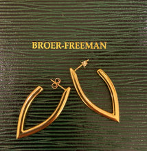 Load image into Gallery viewer, Yellow Gold &quot;V&quot; Hoop Style Earrings
