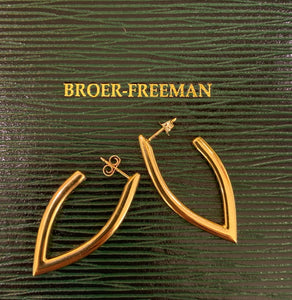 Yellow Gold "V" Hoop Style Earrings