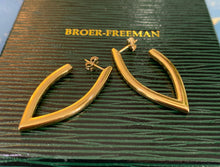 Load image into Gallery viewer, Yellow Gold &quot;V&quot; Hoop Style Earrings
