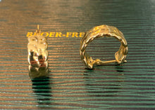 Load image into Gallery viewer, Yellow Gold Leaf Band Hoop Earrings
