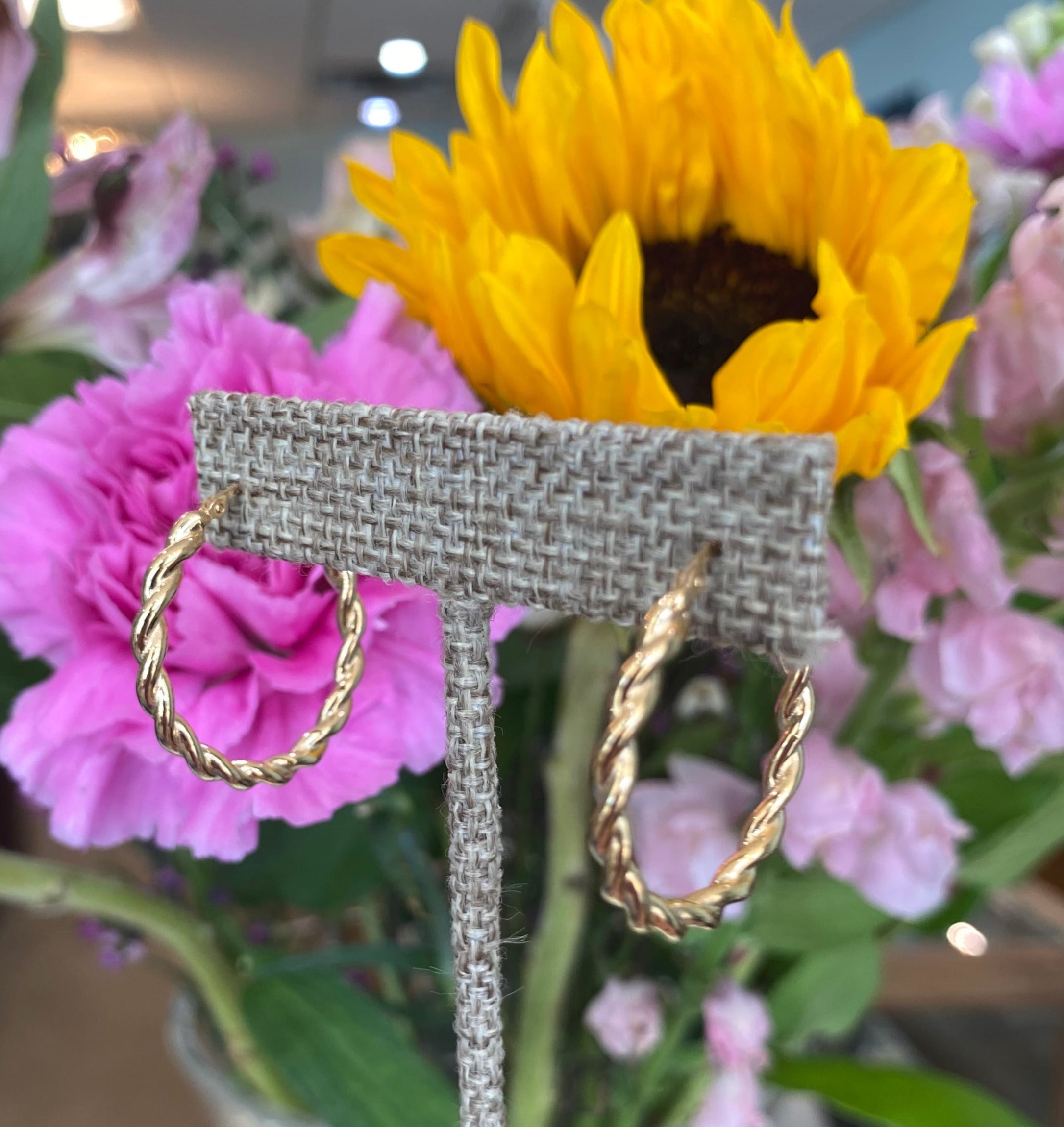 Yellow Gold Round Medium Twist Hoops