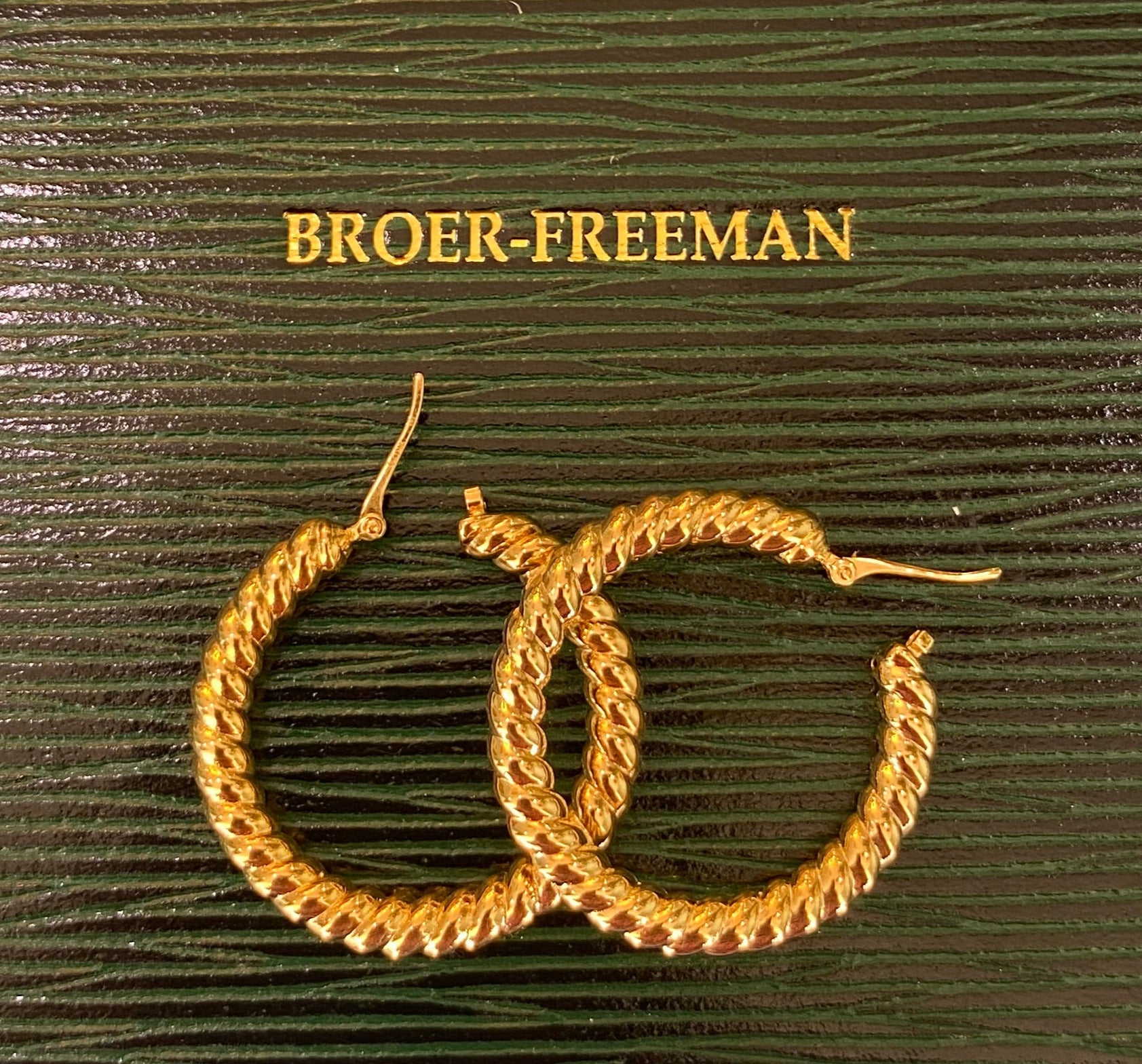 Yellow Gold With-A-Twist Round Hoops