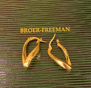 Yellow Gold Twisted Oval Hoops