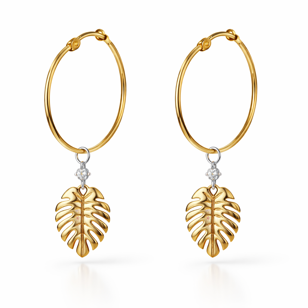 Golden Palms Diamond Hoops