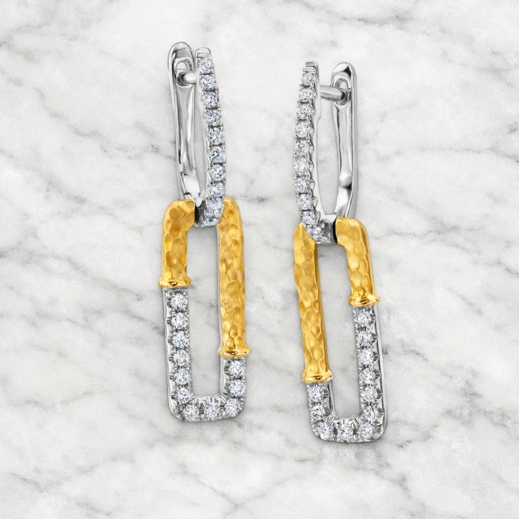 The Gilded Link Diamond Drop Earrings