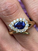 Load image into Gallery viewer, Pear Tanzanite Diamond Halo Ring
