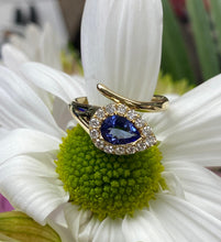 Load image into Gallery viewer, Pear Tanzanite Diamond Halo Ring
