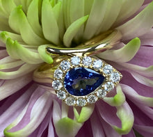 Load image into Gallery viewer, Pear Tanzanite Diamond Halo Ring
