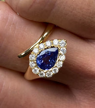 Load image into Gallery viewer, Pear Tanzanite Diamond Halo Ring
