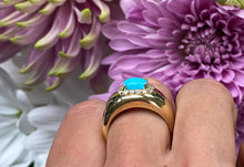 Load image into Gallery viewer, Turquoise and Diamond Halo Wide Band Ring

