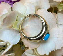 Load image into Gallery viewer, Turquoise and Diamond Halo Wide Band Ring
