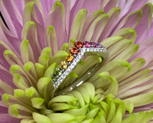 Load image into Gallery viewer, Rainbow Sapphire and Diamond V-Shaped Band
