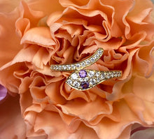 Load image into Gallery viewer, Amethyst Eyed Diamond Snake Ring

