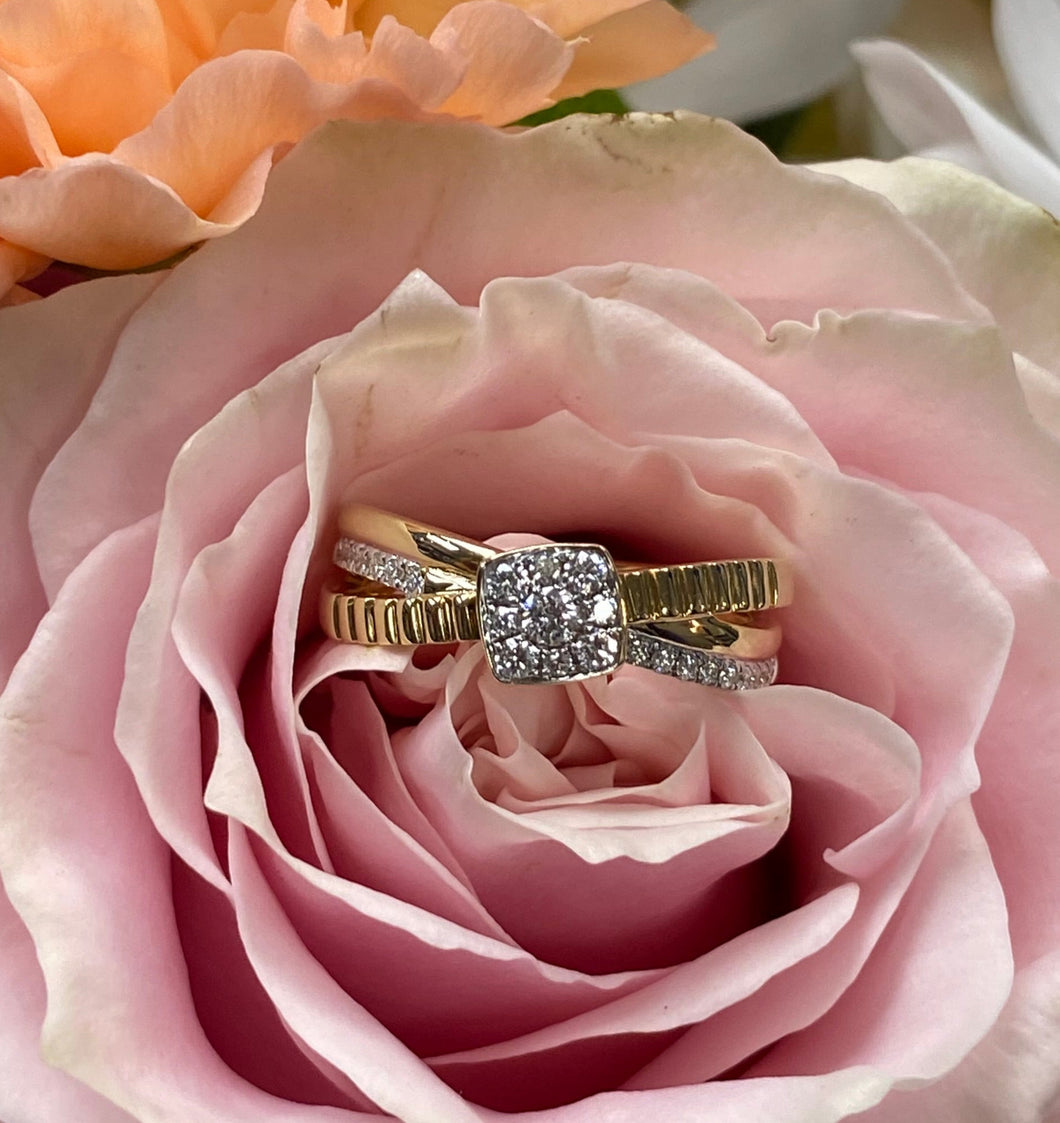 Tri Band Criss-Cross Diamond Ring
