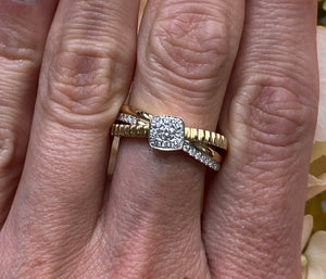 Tri Band Criss-Cross Diamond Ring
